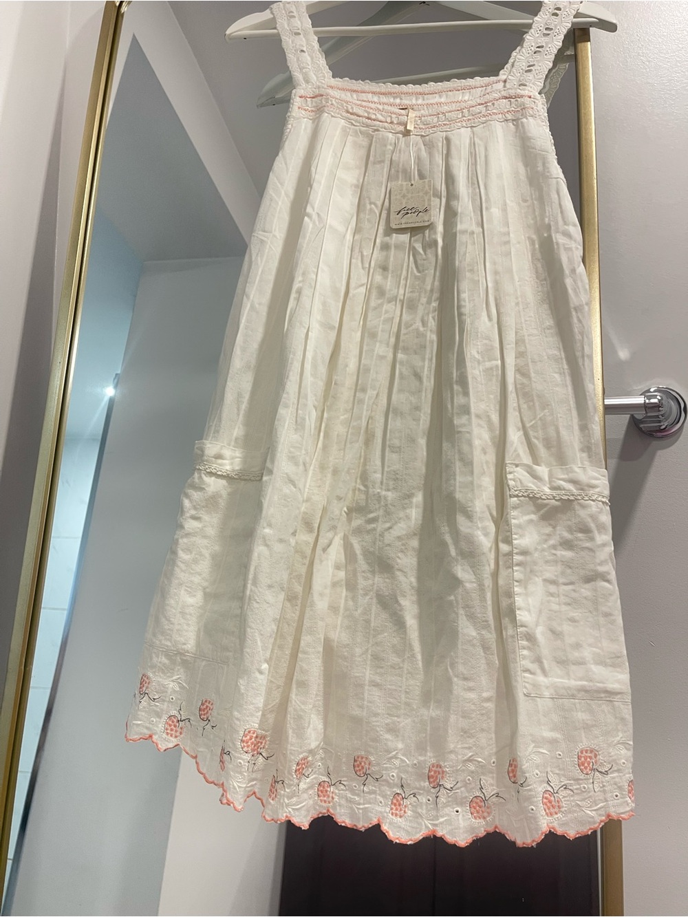 NWT Free People Latecia Embroidered Mini Dress Cotton Rayon Size medium ivory - Picture 6 of 12